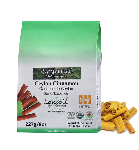 Certified ORGANIC Ceylon Cinnamon Sticks C-5 SELECT Multi-Cut 1.816Kg/4LB (8Packs of 227g)