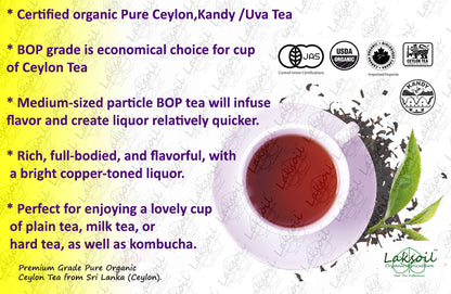 Certified Organic KANDY Pure Ceylon Black Tea BOP Loose Tea