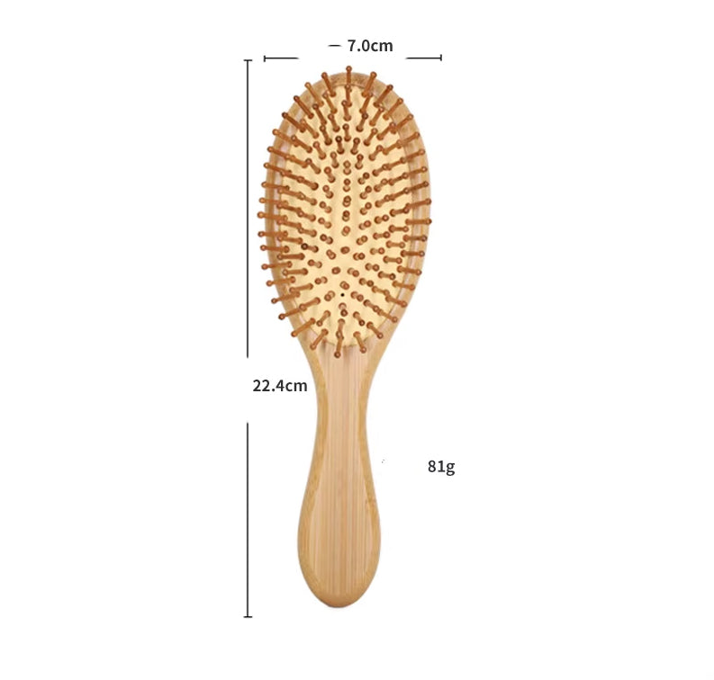 100% Natural Bamboo Massage Air Cushion Comb for Smooth, Knot-Free Hair