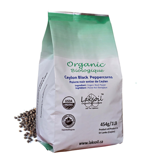 Certified ORGANIC Pure Ceylon Black Peppercorns (Club Size packs)