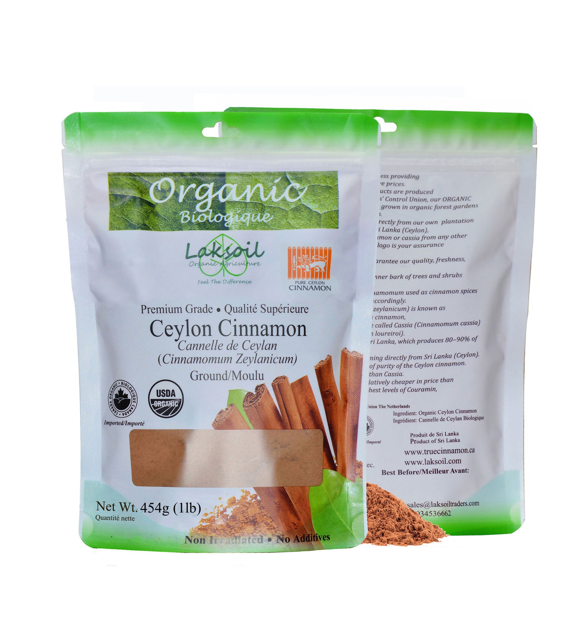 Certified ORGANIC Bundle Total 2LB/908g: Ceylon Cinnamon Powder 908g