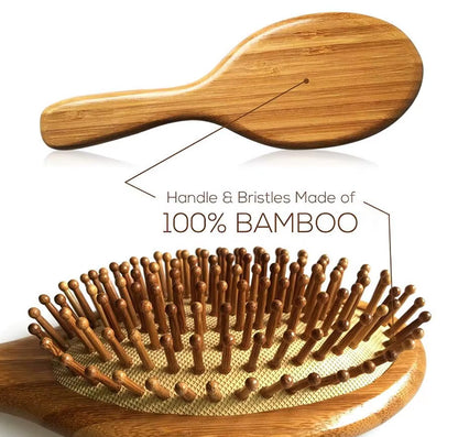 100% Natural Bamboo Massage Air Cushion Comb for Smooth, Knot-Free Hair