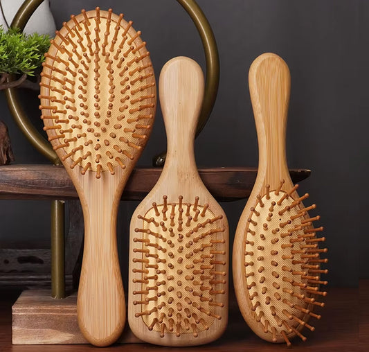 100% Natural Bamboo Massage Air Cushion Comb for Smooth, Knot-Free Hair