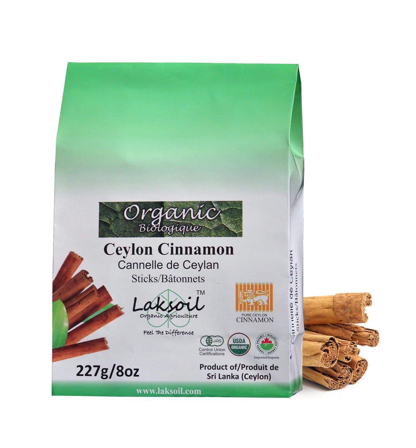 Certified ORGANIC C-5 Ceylon Cinnamon Sticks 227g/8oz