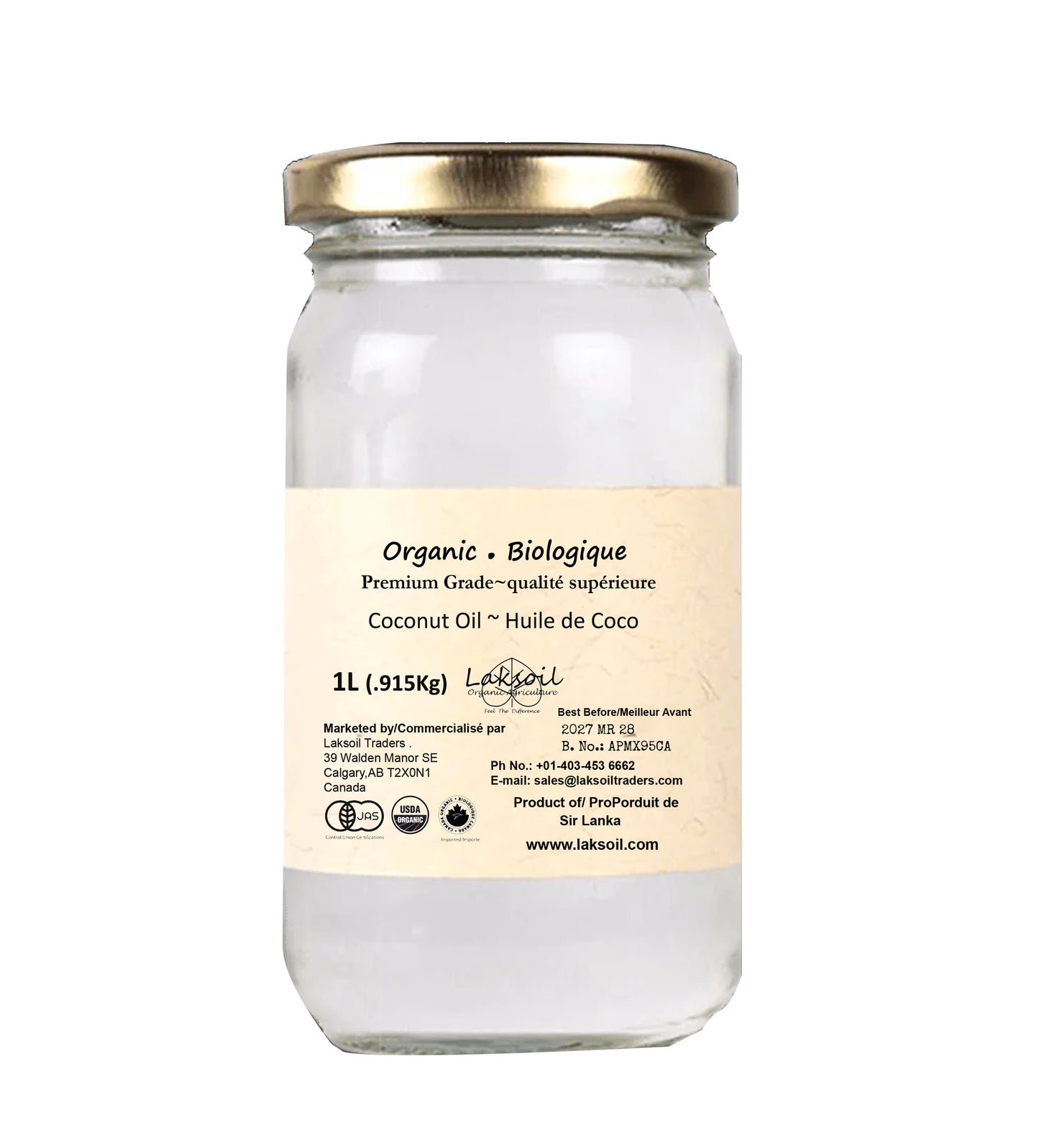 Organic Ceylon Coconut  Oil-6L/5.490Kg (6 packs of 1L )