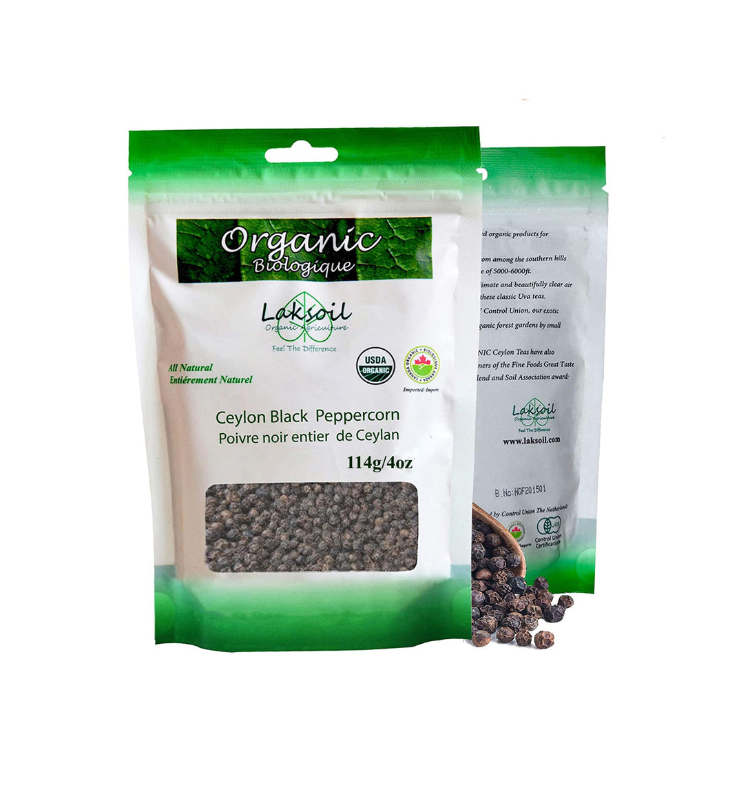 Certified ORGANIC Pure Ceylon Black Peppercorns (Small Size Packs)