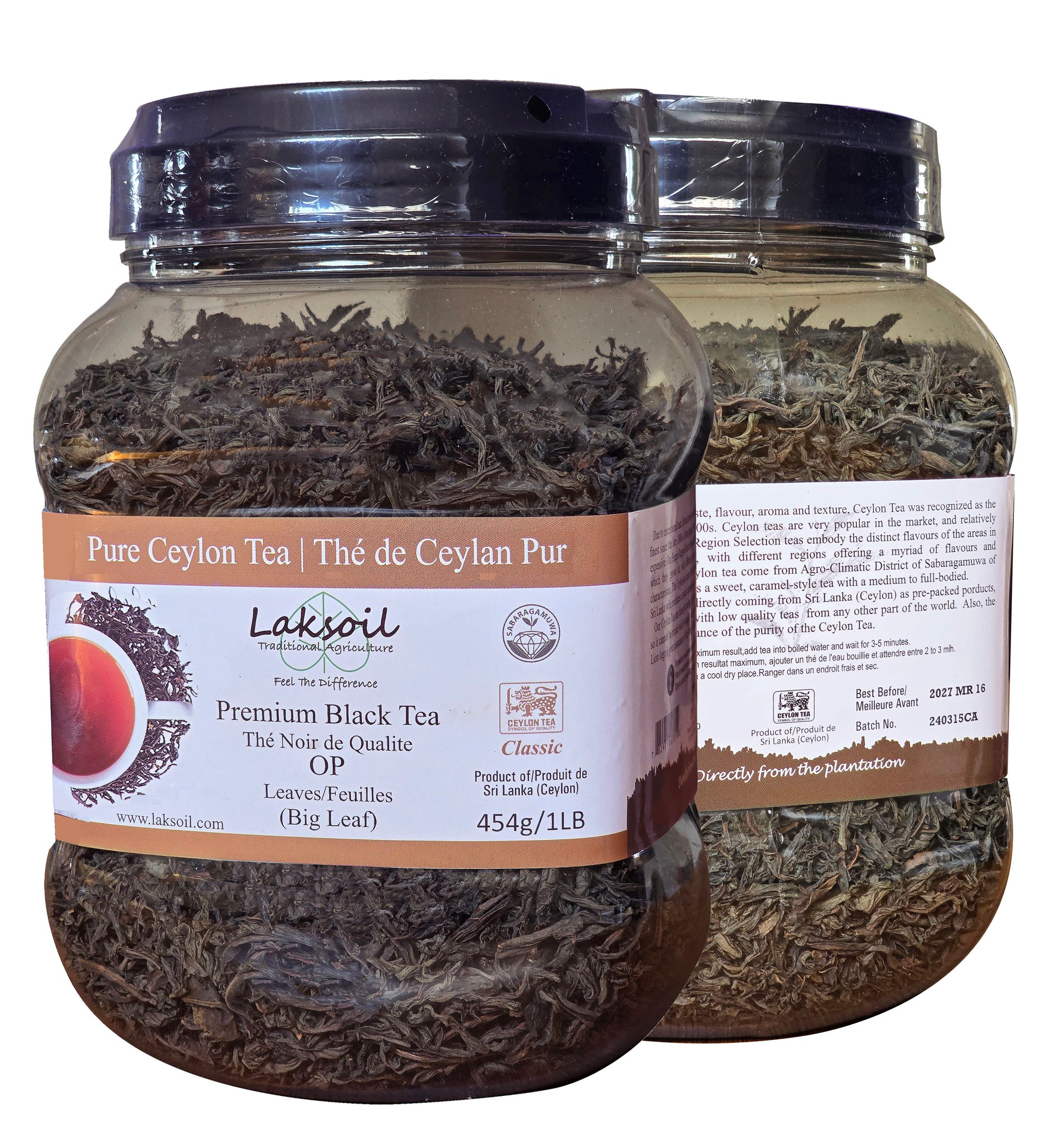 Pure Ceylon Black OP  Premium Big Leaves Tea- Sabaragumuwa-Bottle - laksoiltraders