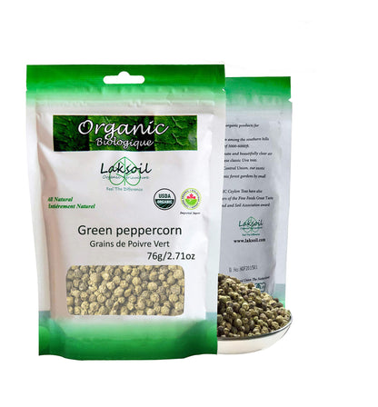 Certified ORGANIC Pure Ceylon Green Peppercorns (Mini Packs)