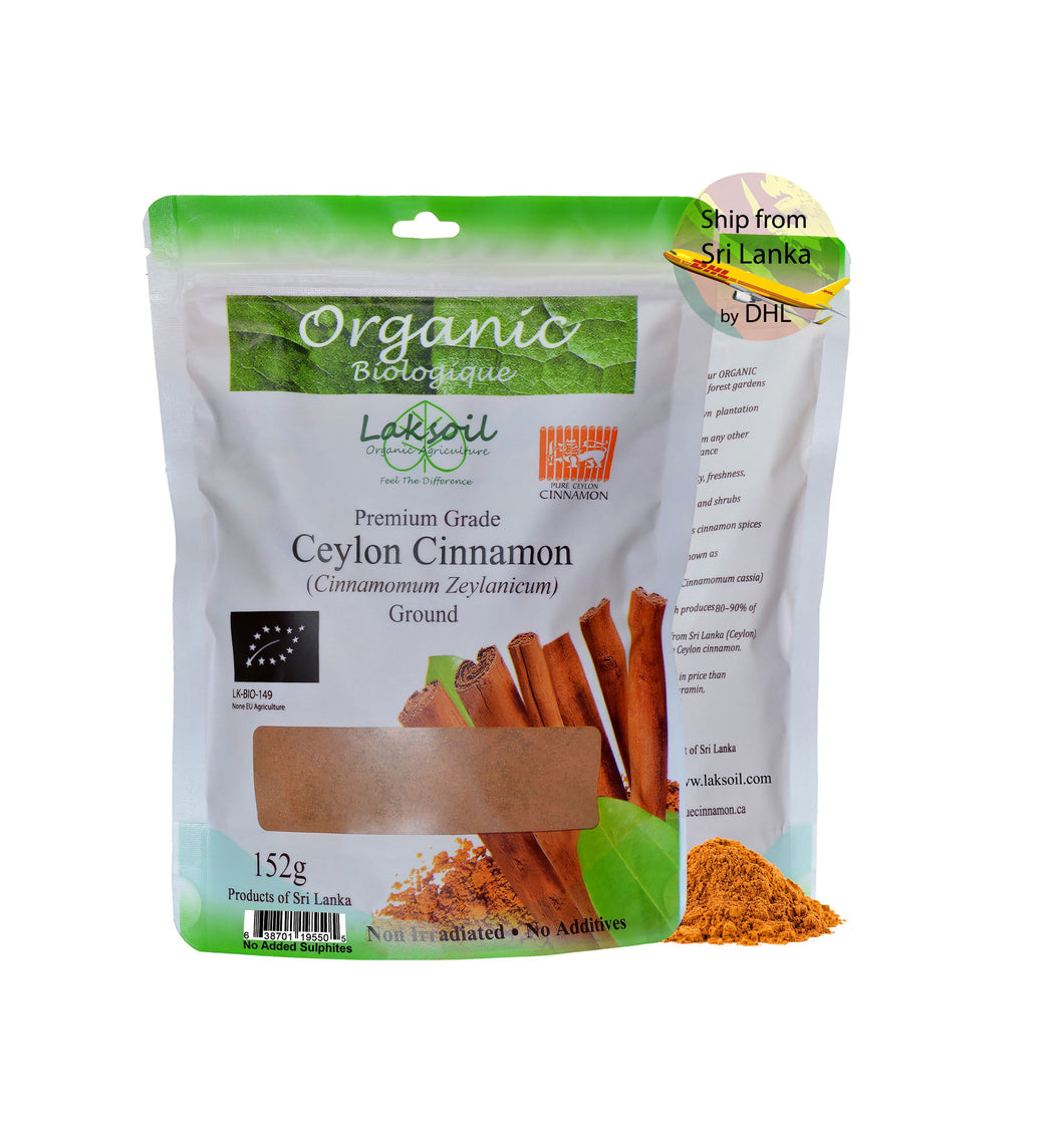 Certified ORGANIC Ceylon Cinnamon Powder 2.28Kg/5LB (15 packs of 152g) - laksoiltraders