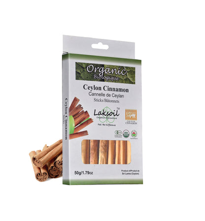 Certified ORGANIC C-5 Ceylon Cinnamon Sticks 50g/1.79oz - laksoiltraders