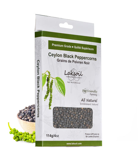 Pure Ceylon Black Peppercorns 1/4 LB (4oz)/ 114g - laksoiltraders