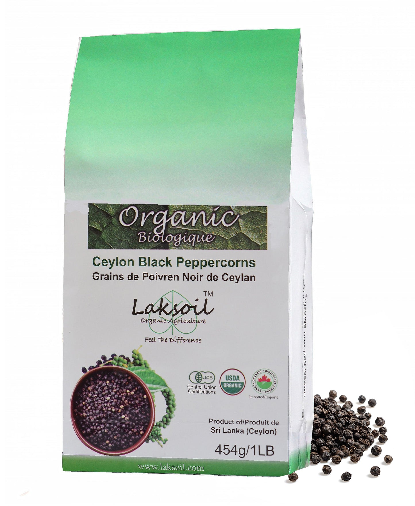 Certified ORGANIC Pure Ceylon Black Peppercorns Club Pack 454g/1LB