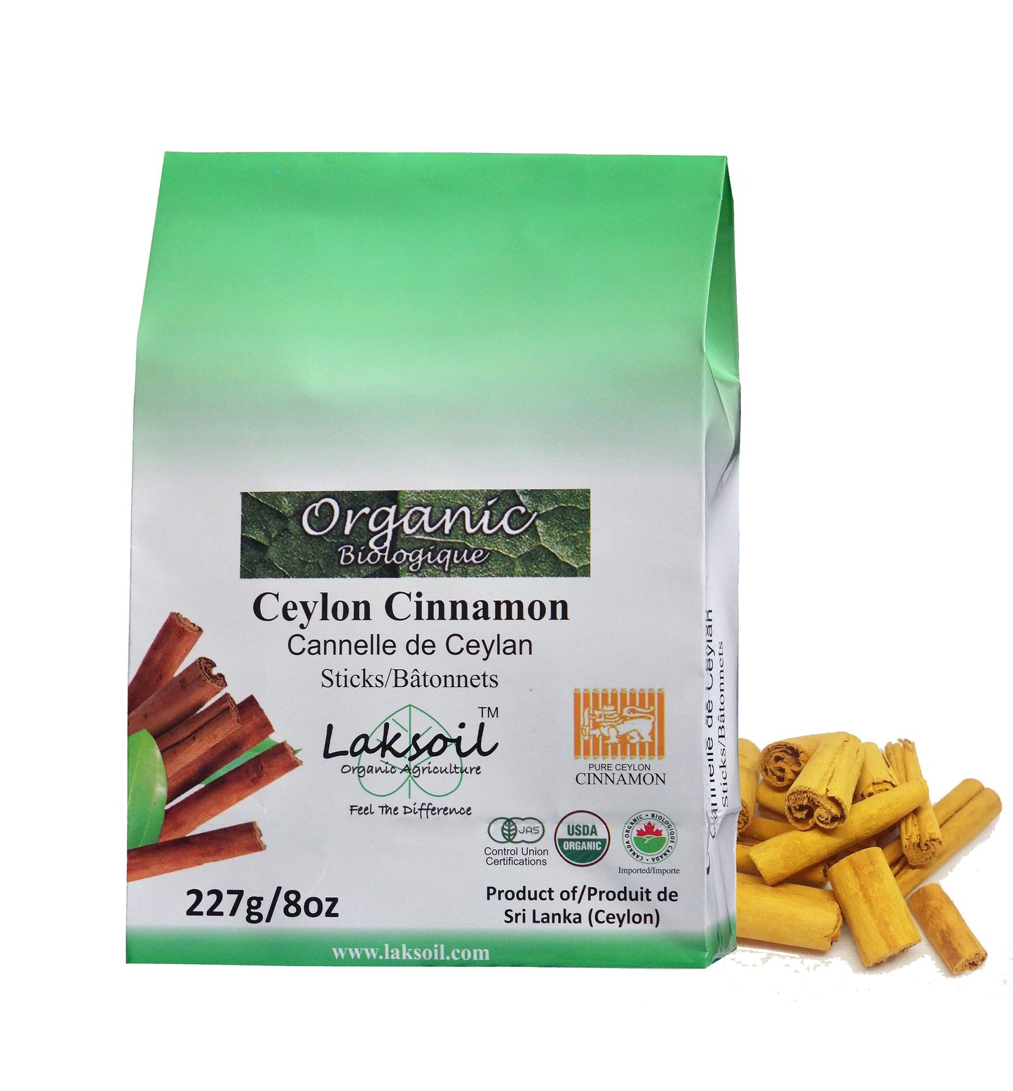 Certified ORGANIC Ceylon Cinnamon Sticks C-5 SELECT Multi-Cut  2.27Kg/5LB (8Packs of 227g)