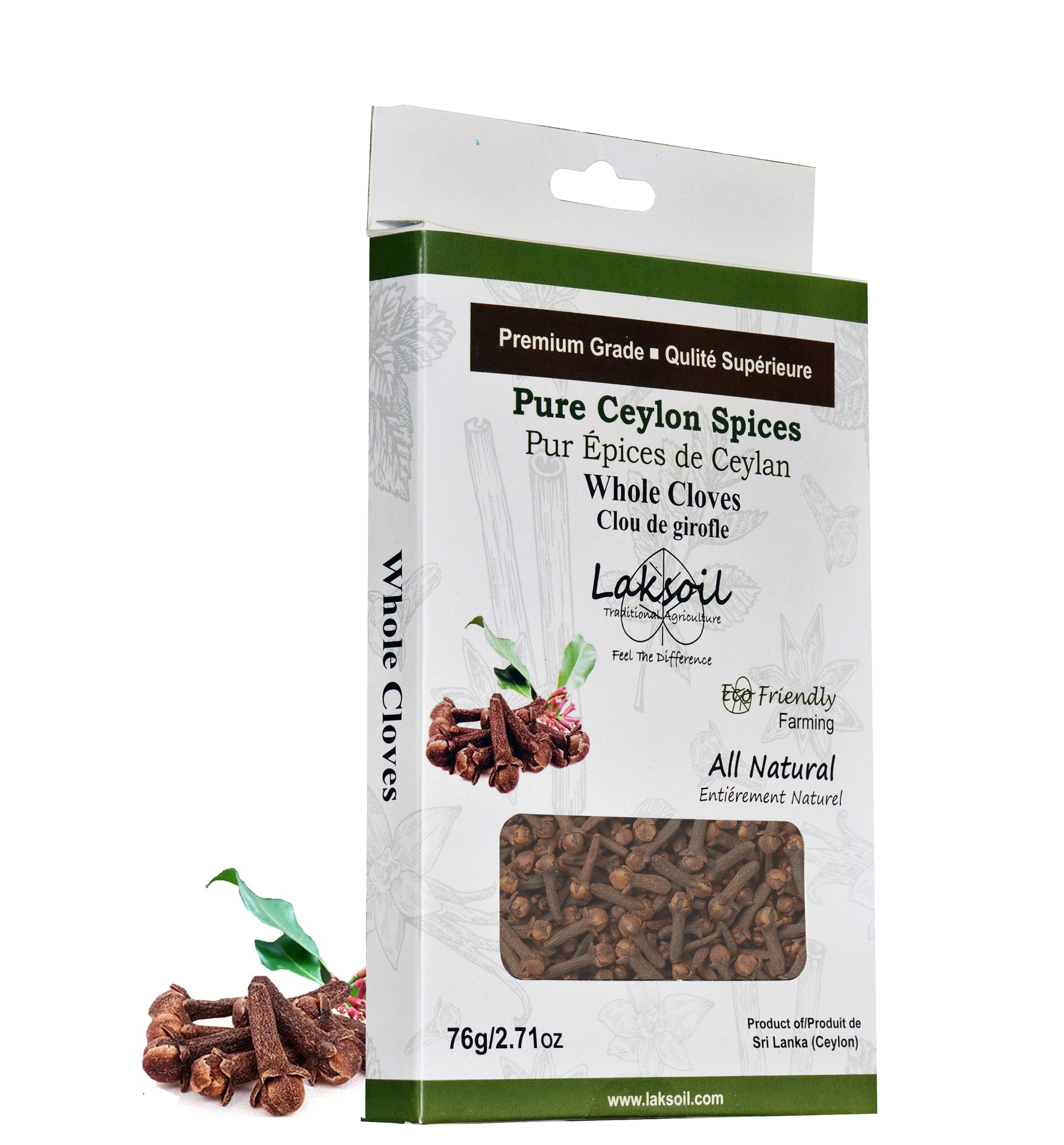 Whole Ceylon  Premium Clove  .5 LB (8oz)/227g  (Grade 01 Fancy)- 3 packs of 76g - laksoiltraders